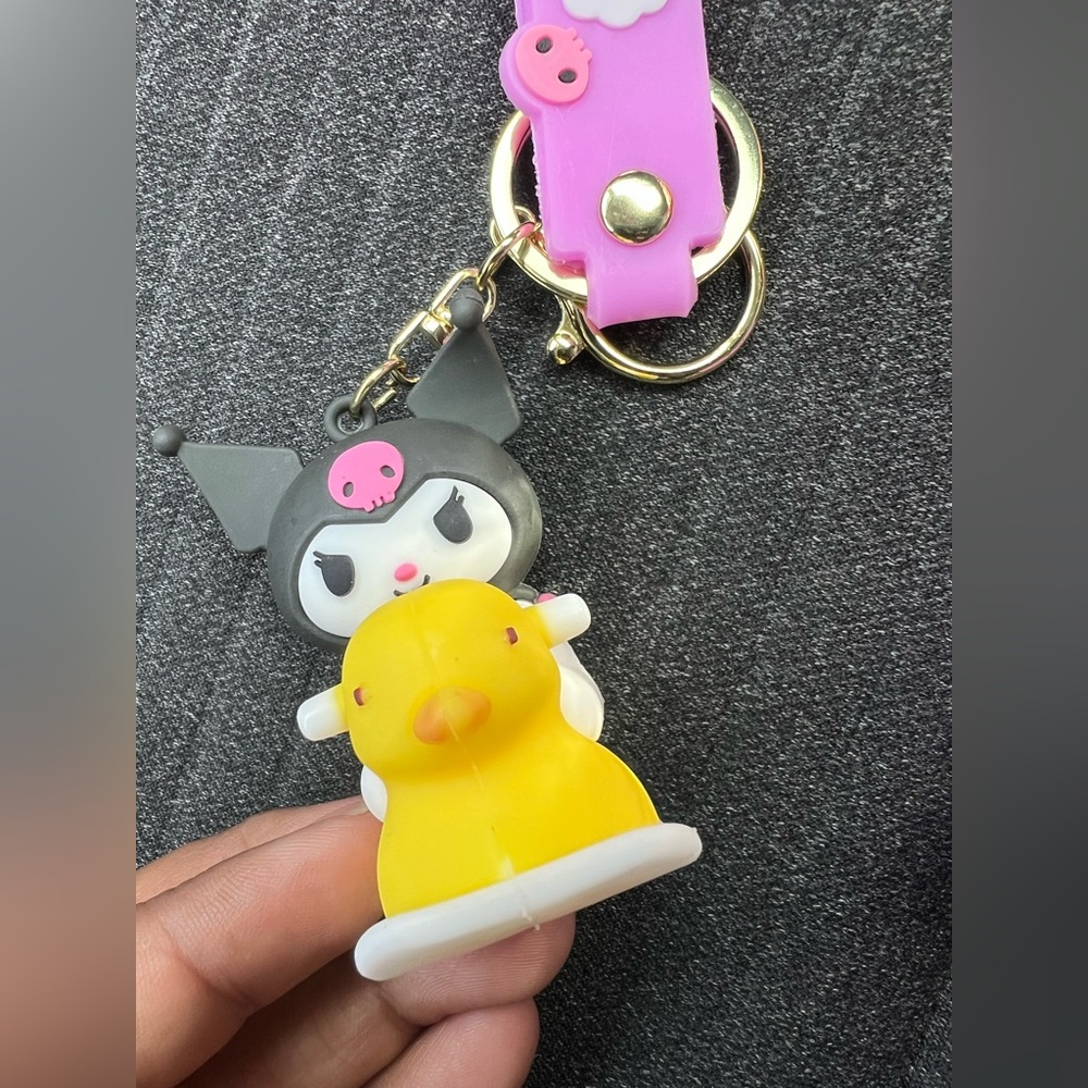 Cute Character Keychain with Yellow Duck(kuromi)